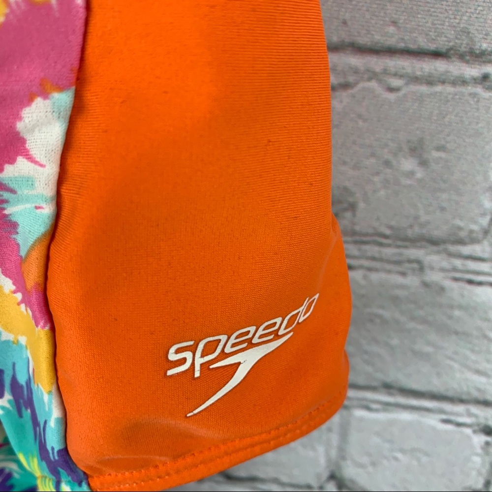 Speedo Swimsuit One Piece RacerBack Pink/Orange - Picture 3 of 7